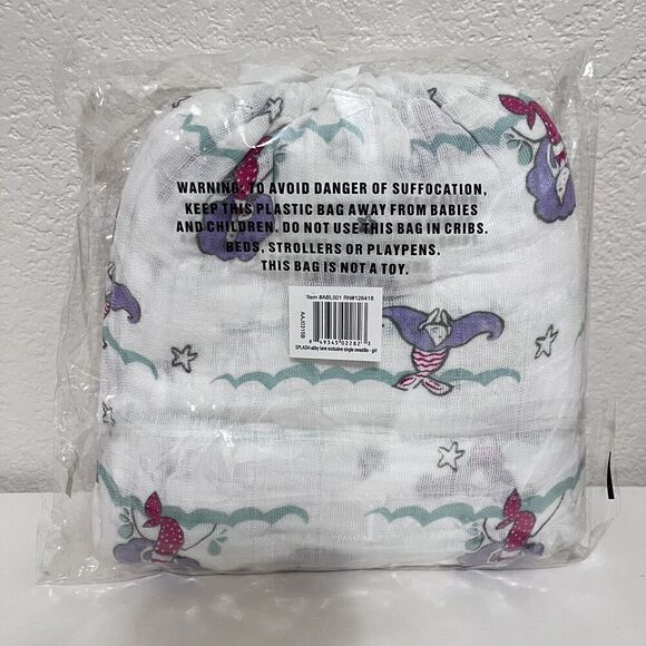 Aden + Anais Abby Lane Splash Mermaid Swaddle Blanket in a Bag Muslin Cotton NWT - Picture 5 of 11